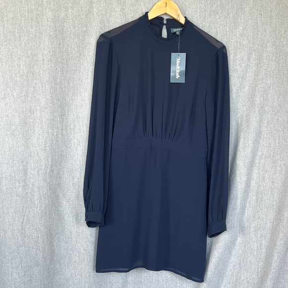 NWT Modcloth Women Midi Dress 8 Flowy Keyhole Back Office Cocktail Lined Sheer - Picture 1 of 13